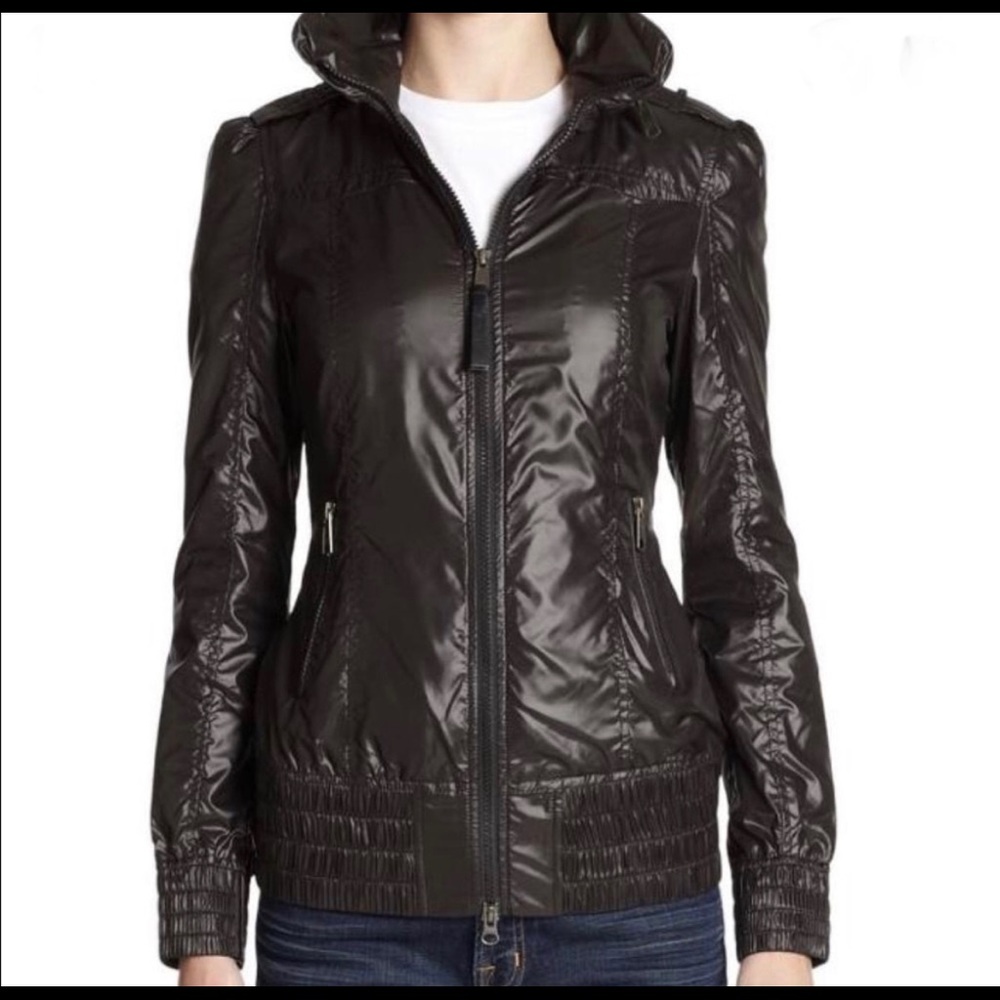 COPY - Mackage Perla Packable Rain Jacket Hoodie Trench Zipper Pockets Bag Bomb…